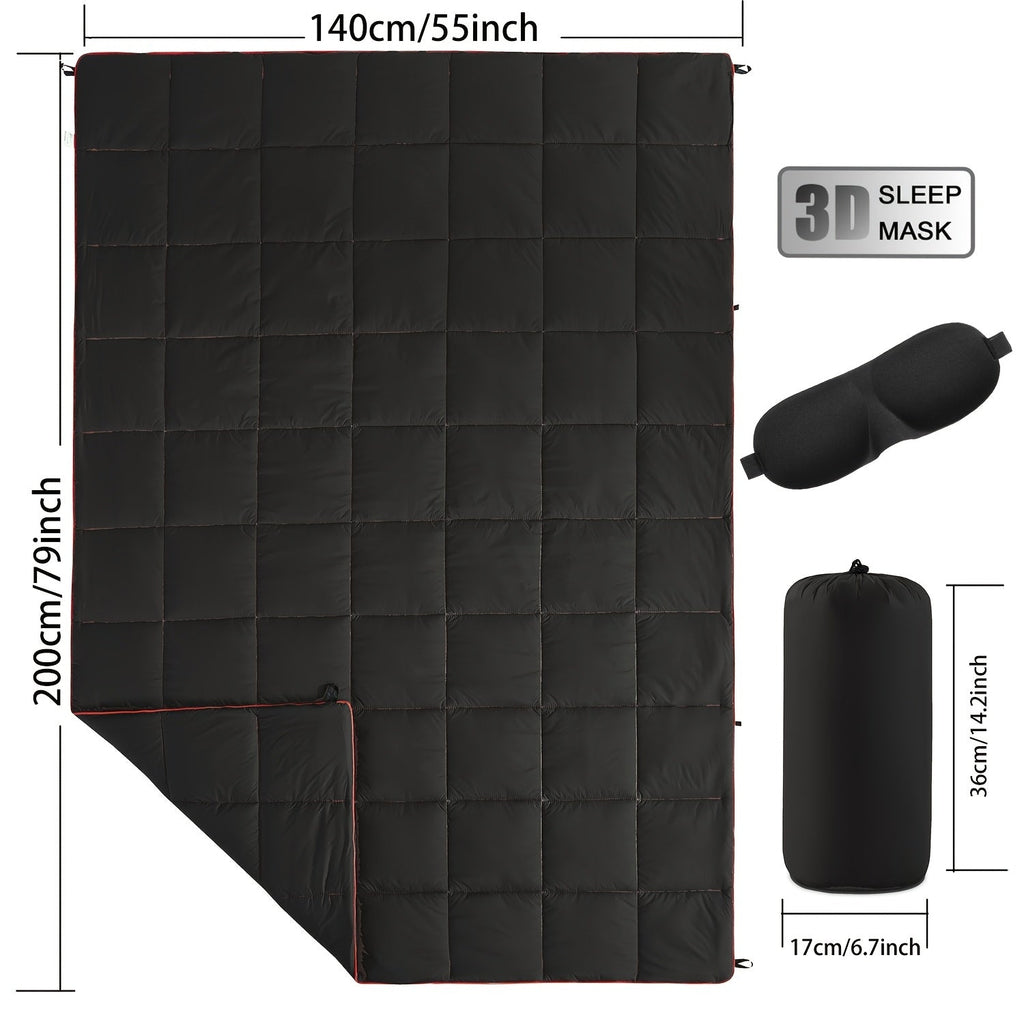 Outdoor Puffy Camping Blanket 55x79 Inch Lightweight Down Alternative Ultra Warm Hammock Top Quilt – Printed Camping Blanket for Traveling, Picnic, Beach Party & Cold Weather | 140x200cm