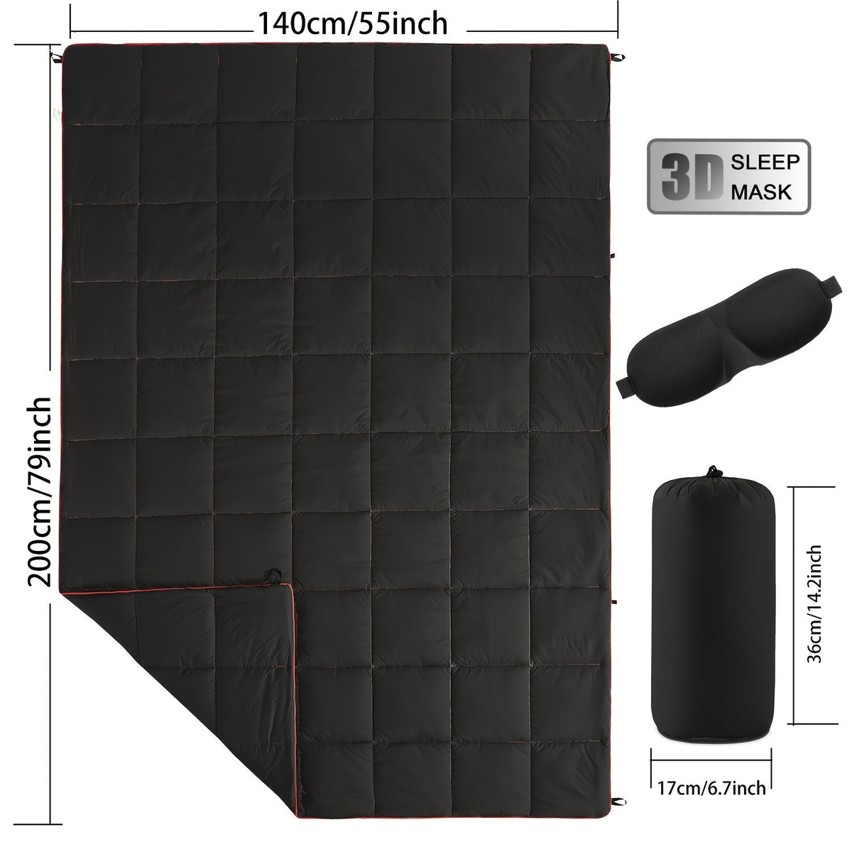 Outdoor Puffy Camping Blanket 55x79 Inch Lightweight Down Alternative Ultra Warm Hammock Top Quilt – Printed Camping Blanket for Traveling, Picnic, Beach Party & Cold Weather | 140x200cm