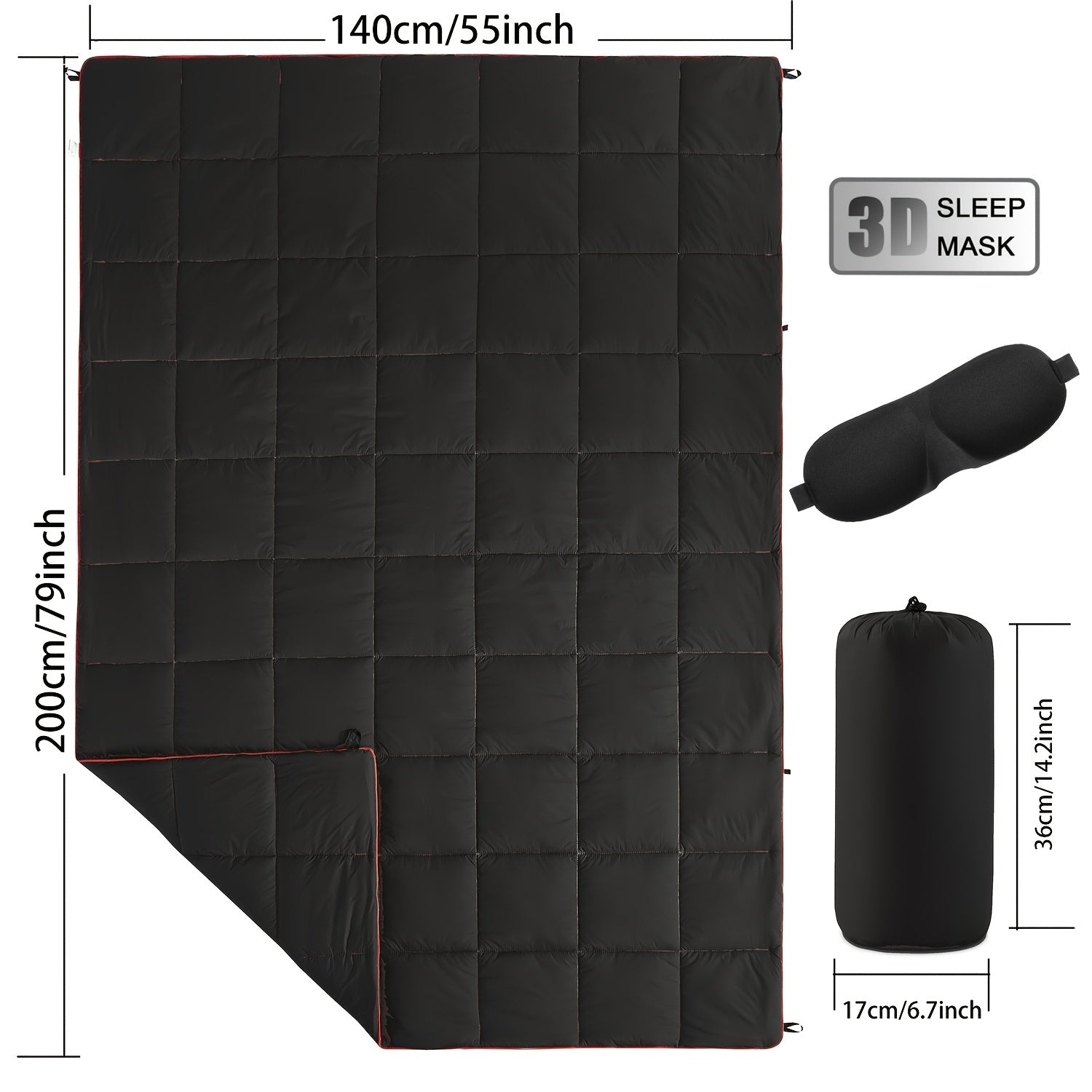 Outdoor Puffy Camping Blanket 55x79 Inch Lightweight Down Alternative Ultra Warm Hammock Top Quilt – Printed Camping Blanket for Traveling, Picnic, Beach Party & Cold Weather | 140x200cm