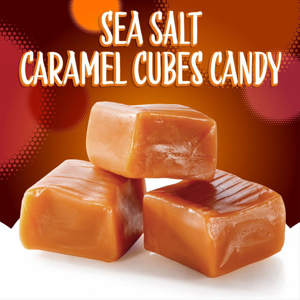 Sea Salt Caramel Cubes Candy 3 Pound Bulk Pack 225 Count - Individually Wrapped Soft Chewy Sweet Salty Caramel Squares for Snacking Baking Gifting Candy Bowls Events