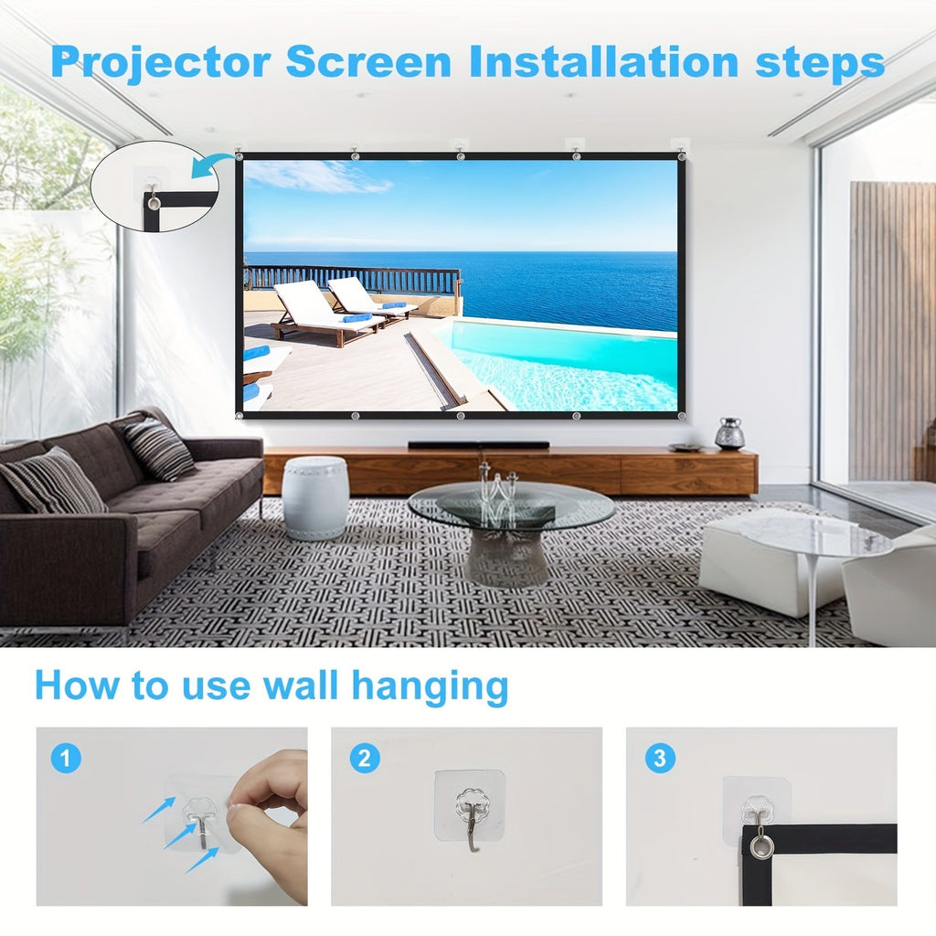 Portable Projector Screen 4K HD 72 100 120 Inch 16:9 Foldable Wrinkle-Free Outdoor Indoor Movie Screen 160° Wide View Dual-Sided for Home Theater Camping Party Presentations
