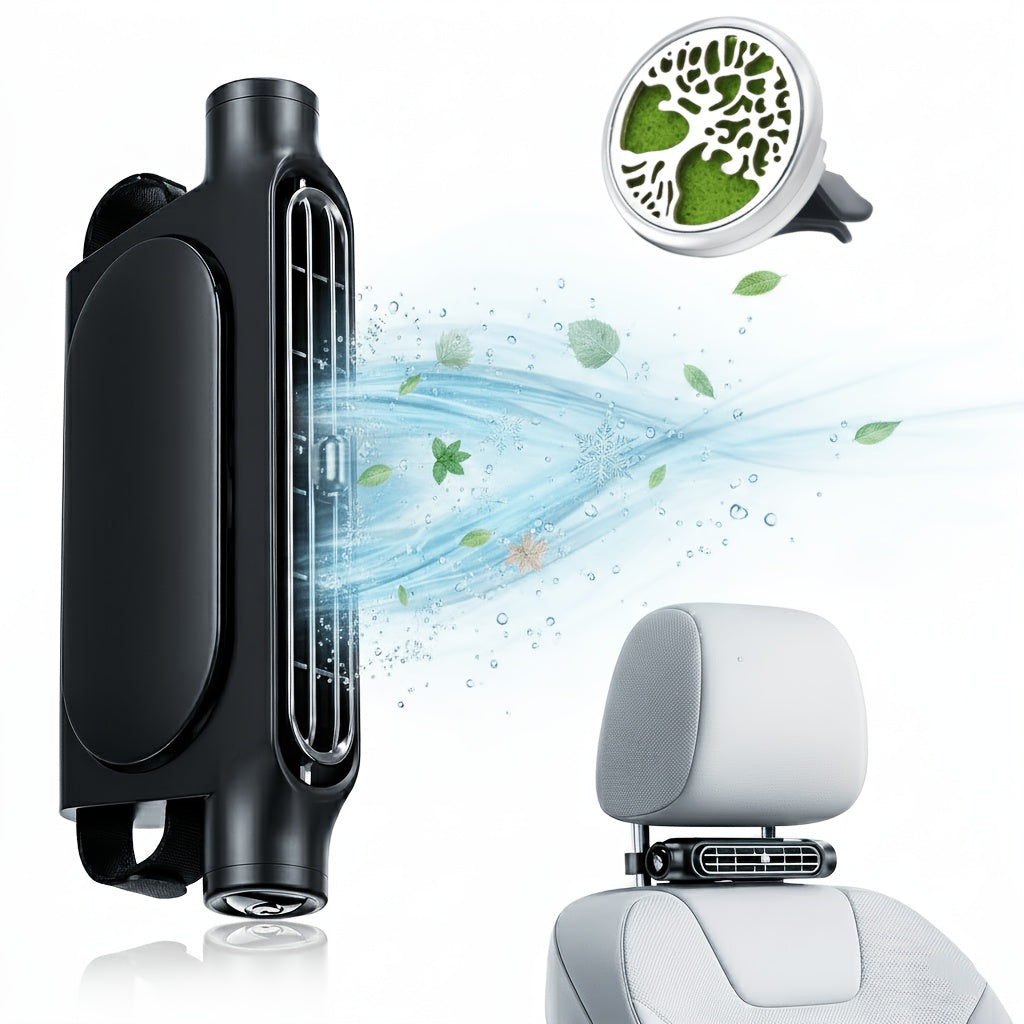 Bladeless USB Car Fan 3-Speed Quiet Cooling Plug-and-Play Seat Fan for Car SUV Truck Universal Fit Safe for Kids Pets Summer Driving Commute Road Trip White Black
