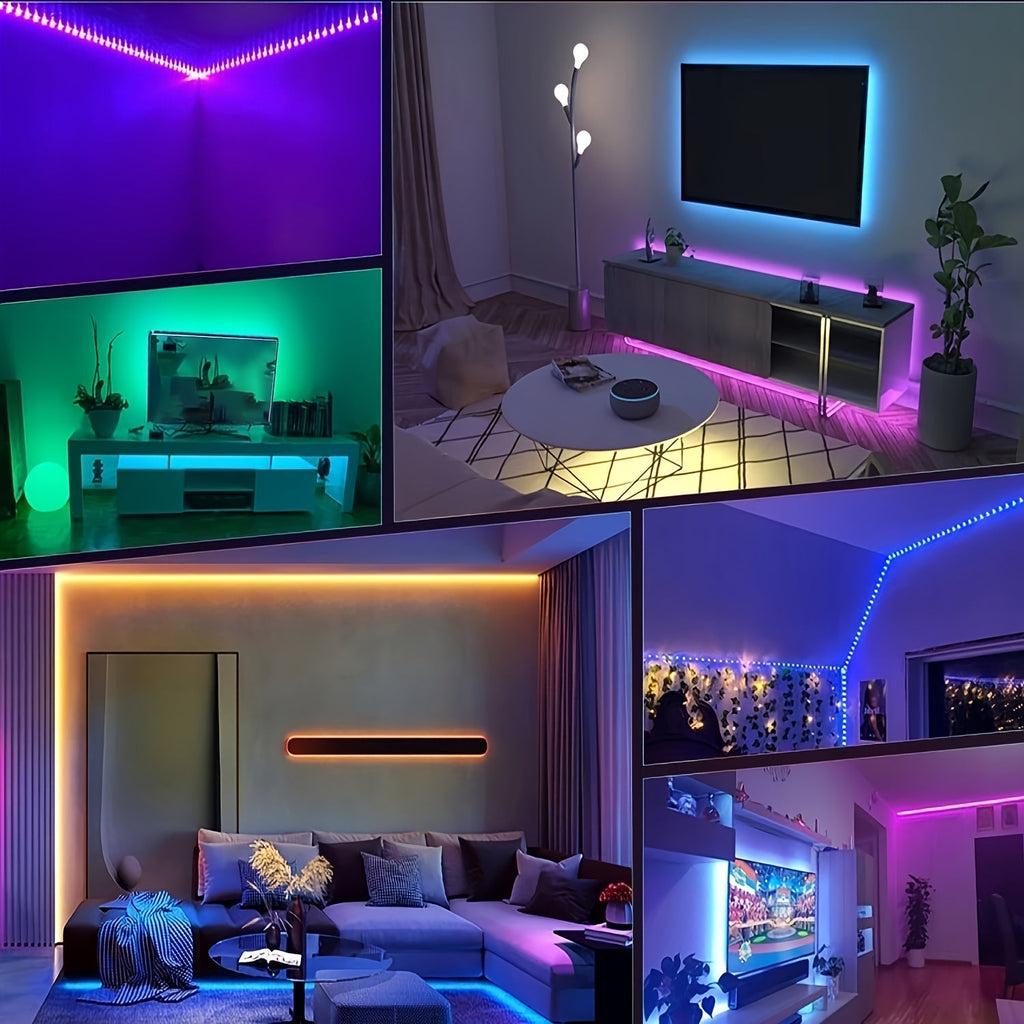 LED Strip Lights 100ft RGB Color Changing with Remote Control – Stepless Dimming, Flashing & DIY Modes, Indoor TV Backlight for Bedroom, Living Room, Kitchen, Stairs, Party & Holiday Decor | 50ft & 100ft