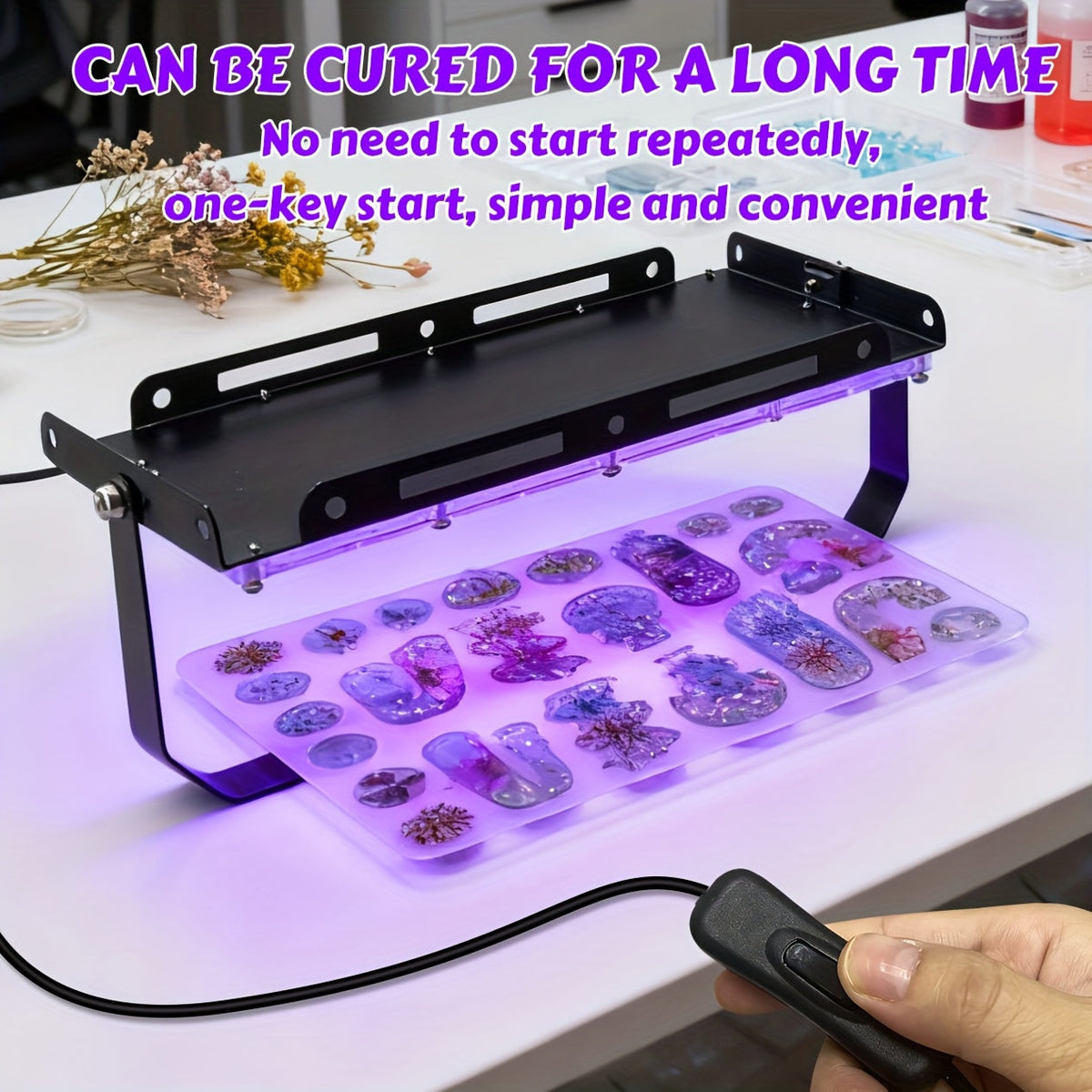 Professional UV LED Resin Curing Lamp 96 or 144 LEDs High Power USB Plug and Play for DIY Jewelry Making Epoxy Resin Hardening Mold Curing Dark Violet