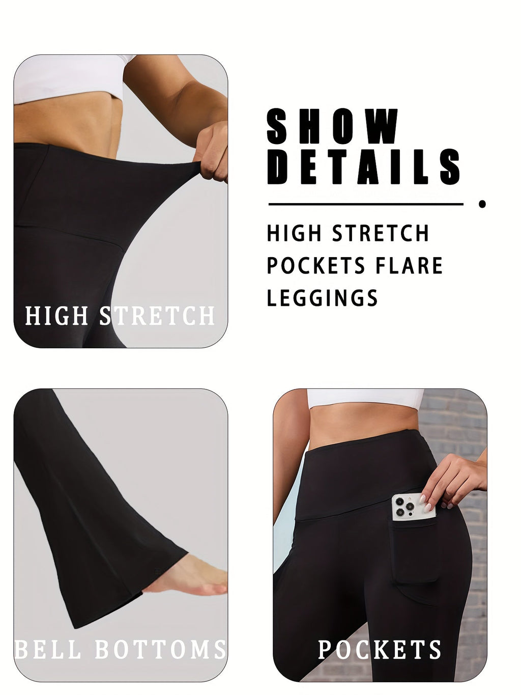 Women's High Waisted Yoga Leggings 3 Pack – Buttery Soft Tummy Control Bootcut Flare Pants with Pockets, S-XXL, Gym Pilates Workout Everyday Wear