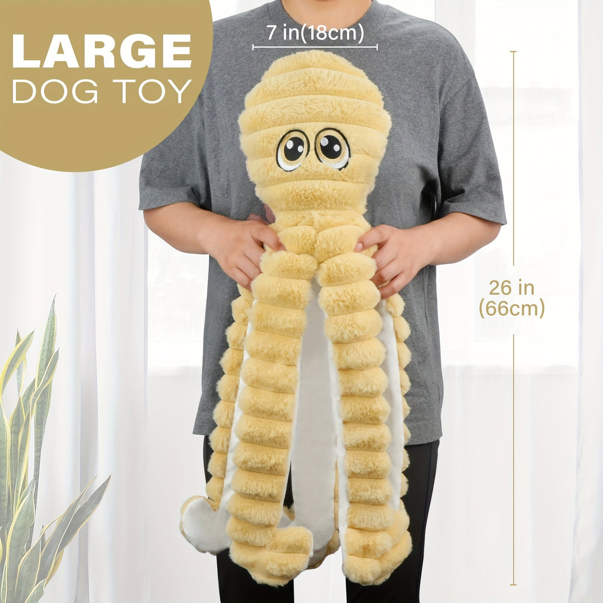 Squeaky Octopus Plush Dog Chew Toy Interactive Stuffed Squeaker Toy Puppies Dogs Soft Teeth Cleaning Chewable Small Medium Large Breeds 5 Colors Green Blue Pink Yellow Red