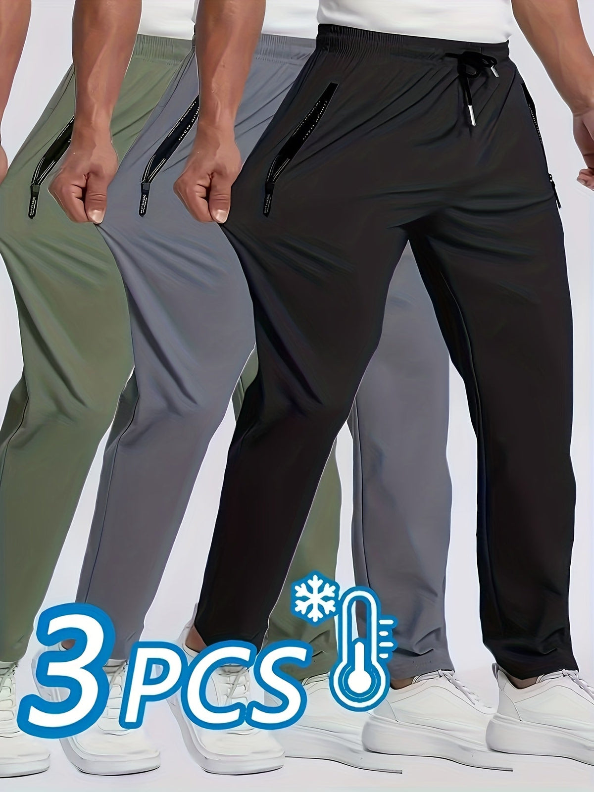 Men's Athletic Pants 3-Pack Lightweight Stretchy Quick-Dry Sports Pants for Running Rock Climbing Outdoor Activities – Breathable Multi-Color Summer Activewear S-XXXL