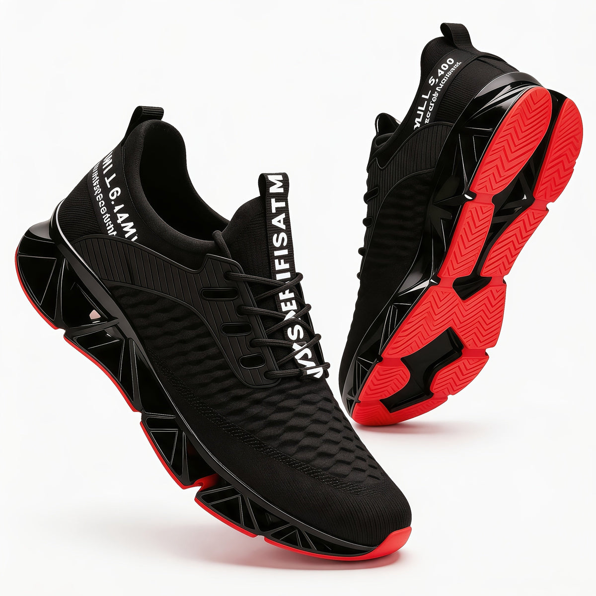 Men's Lightweight Breathable Running Shoes Non-Slip TPU Sole EVA Cushion Insole – Lace-Up Low Top Athletic Sneakers in White Red Black All-Season US Sizes 7.5 to 13