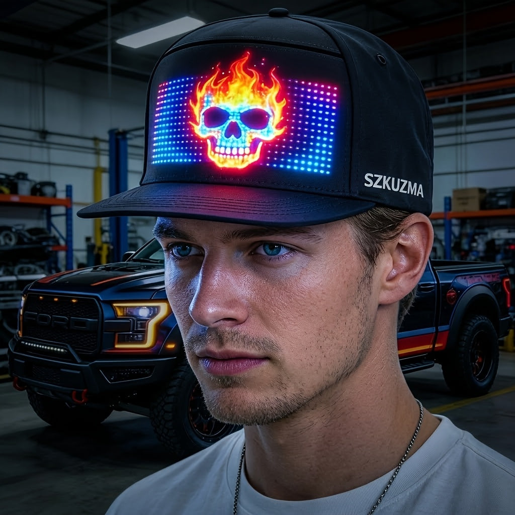 Programmable LED Hat APP Controlled Scrolling Text & Animation – Unisex Adjustable Smart Light Up Baseball Cap for Party Wedding Valentine's Day Carnival Festival in 3 Pixel Options