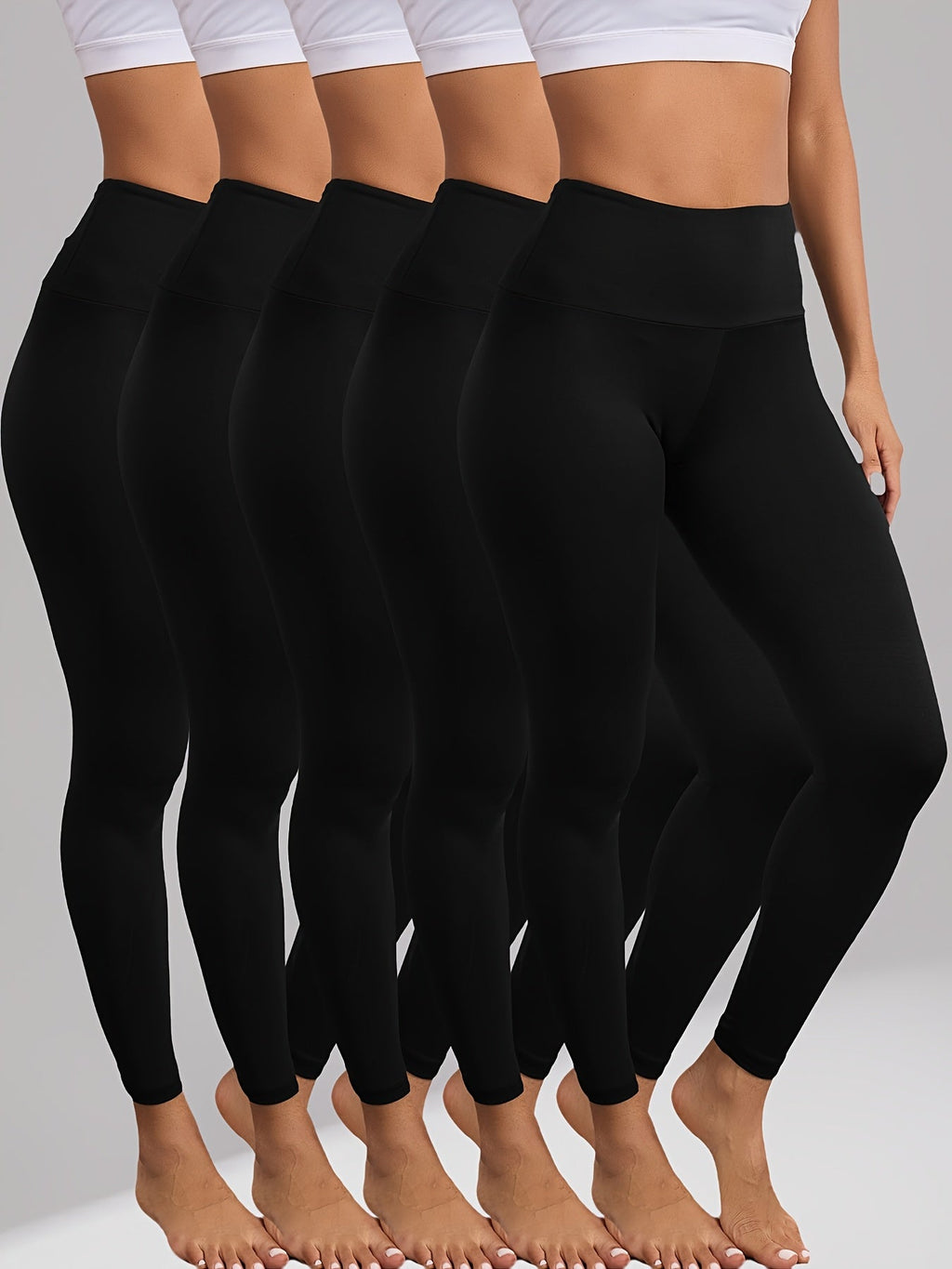 Tummy Control Leggings for Women 5 Pack High Waisted – Super Soft Non-Sheer 4-Way Stretch Yoga Workout Running Pants, Full-Length Gym Leggings S-XXL, All-Season Activewear Multiple Colors