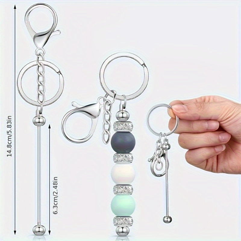 Beadable Keychain Blanks Stainless Steel DIY Kit 12 & 24pcs – Metal Keyring Pendants Gold Silver Rose Gold for Crafting, Christmas Halloween Party Favors & Handmade Gift Making