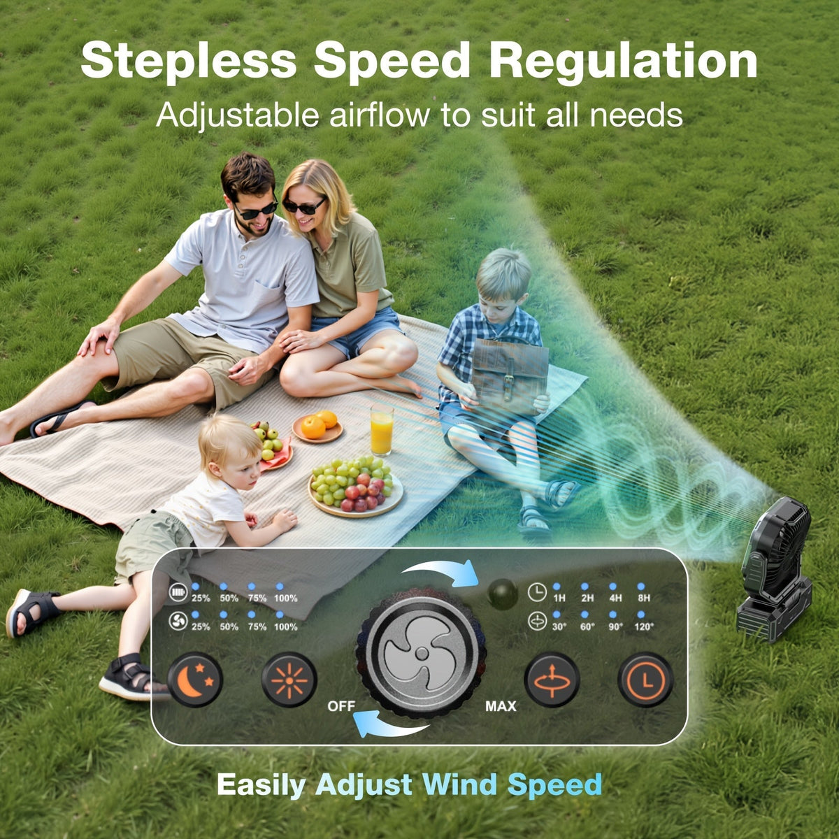 20000mAh Portable Camping Fan with Remote & Oscillation – Rechargeable 4-Speed Quiet Fan with LED Lantern, 45°/90° Oscillation, Timer & Hook for Tent, Car, RV, Bedroom & Emergency Cooling, 12-138Hr Runtime