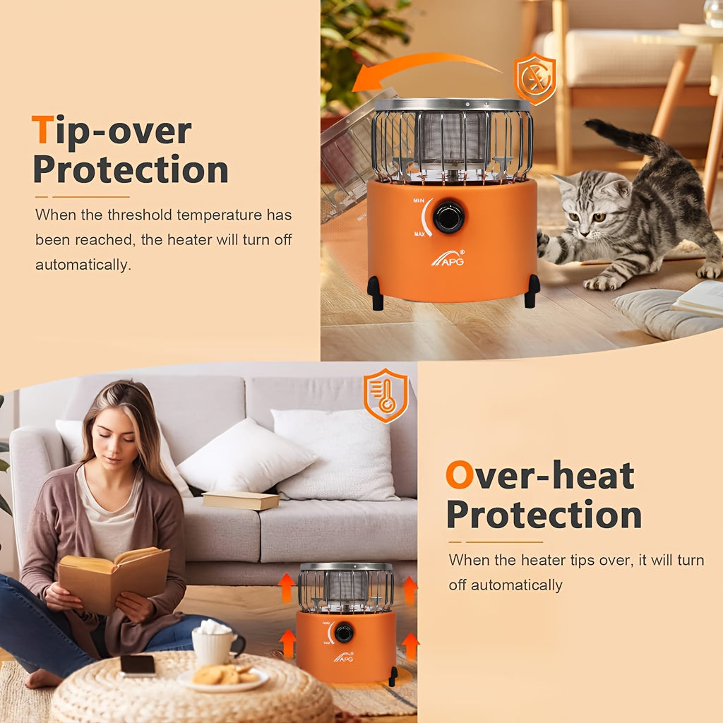 Propane Camping Stove 9000 BTU 2-in-1 Stove & Heater with Gas Hose & MAPP Converter – Adjustable Flame Portable Indoor Outdoor Gas Burner, Stainless Steel Compact Design for Camping Cooking & Emergency