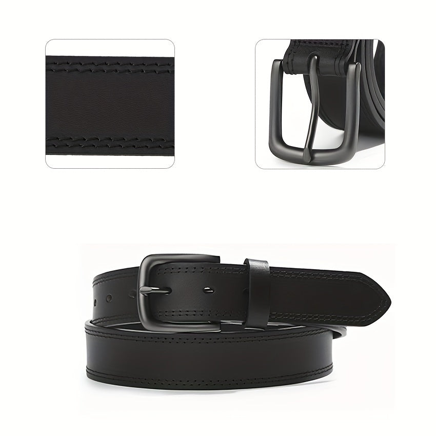 Men's Classic Full Grain Leather Jeans Belt with Gift Box - Handmade Fashion Casual Belt with Stainless Steel Buckle, Durable Black & Brown, Sizes 30-50, Perfect Gift for Him