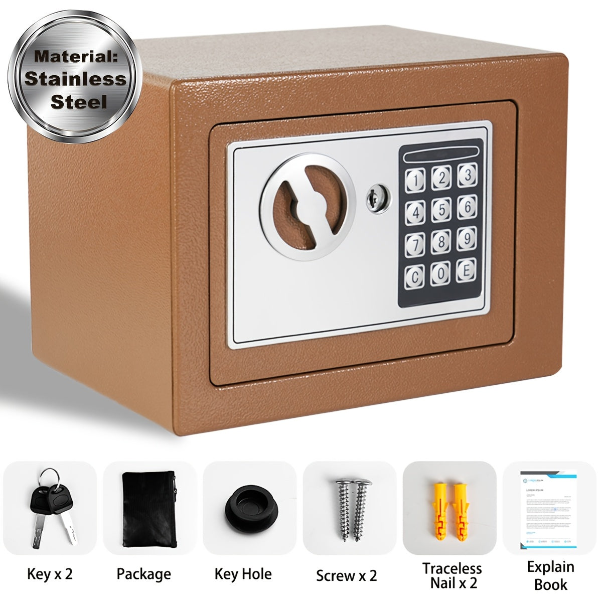 Fireproof Home Safe with Digital Keypad, Keys & Passcode Lock – Includes Fireproof Money Bag, Sensor Light & Adjustable Shelf for Home Office Business Money Valuables