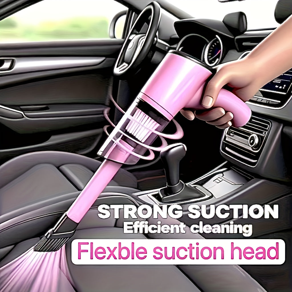 Pink Mini Handheld Car Vacuum Cleaner Dry Wet Strong Suction Pet Hair Cat Hair Cute Portable Corded No Battery for Women Girls Car Interior Home Desk Keyboard Cleaning | Nova Mart