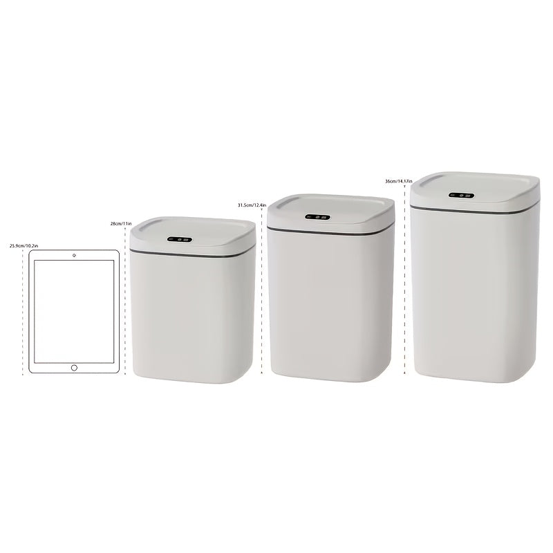 Inductive Smart Trash Can with Sealed Odor-Proof Lid – Hands-Free Automatic Sensor Waste Bin, Touch Control, Easy-Clean Interior for Office Bathroom Bedroom Kitchen, 12L 14L 16L