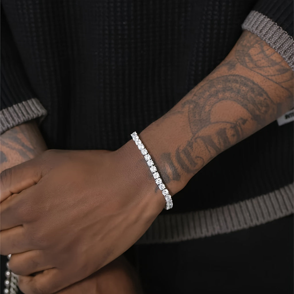 925 Sterling Silver Moissanite Tennis Bracelet 5mm – 0.5 Carat Lab Diamond Luxury Jewelry Gift for Women Men Wedding Anniversary Birthday Christmas