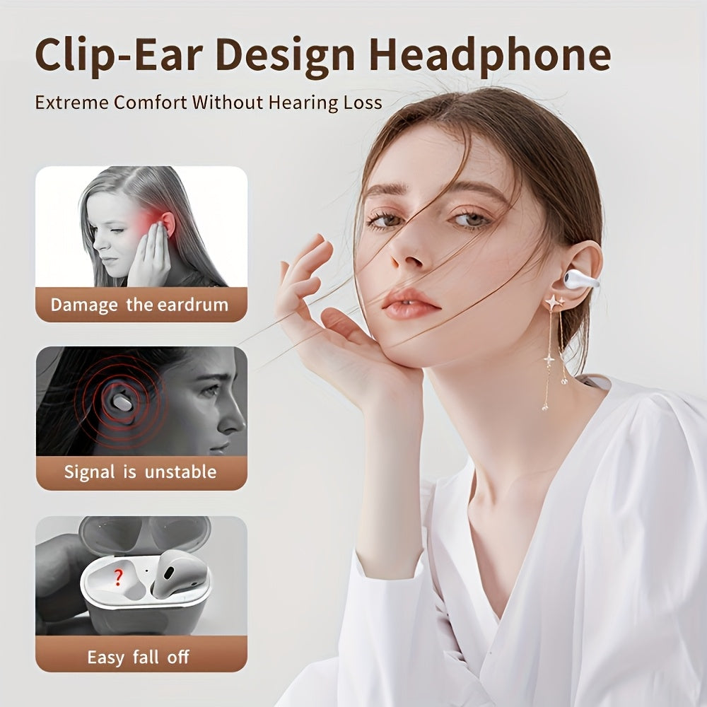 Open-Ear Wireless Earphones Bluetooth 5.4 TWS 360 Ambient Awareness ENC Clear Calls Touch Control Sport Fitness Earbuds All-Day Comfort Secure Fit Black Rose Pink White