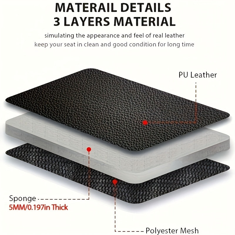 Quilted PU Leather Car Seat Covers Waterproof Sponge Padded All-Season Universal Fit Cars SUVs Trucks Gray Black Red Blue Single or 12-Piece Full Set Interior Protection | Nova Mart