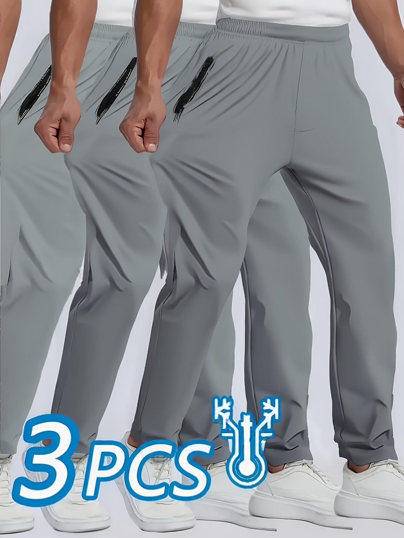 Men's Athletic Pants 3-Pack Lightweight Stretchy Quick-Dry Sports Pants for Running Rock Climbing Outdoor Activities – Breathable Multi-Color Summer Activewear S-XXXL
