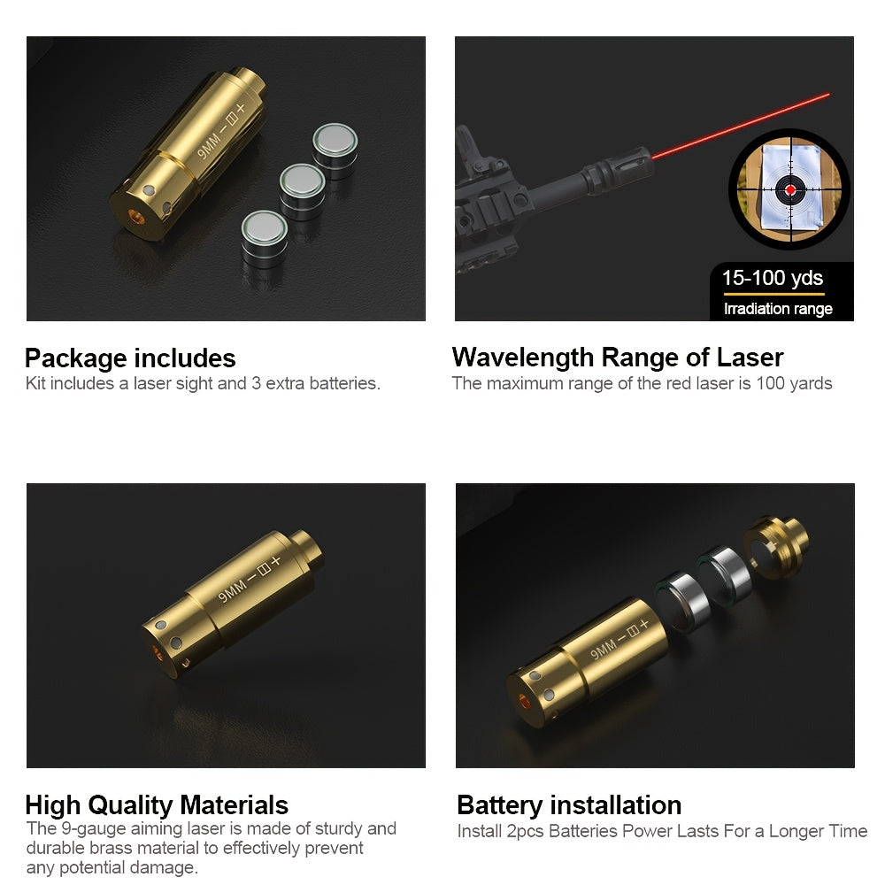Laser Bore Sight Multi-Caliber Kit for 9mm, 45ACP, 223REM, 308WIN, 380ACP, 38SPL & 12GA – High-Precision Red Laser Boresighter for Rifles, Pistols & Shotguns, Easy Install, 2 Battery Sets Included