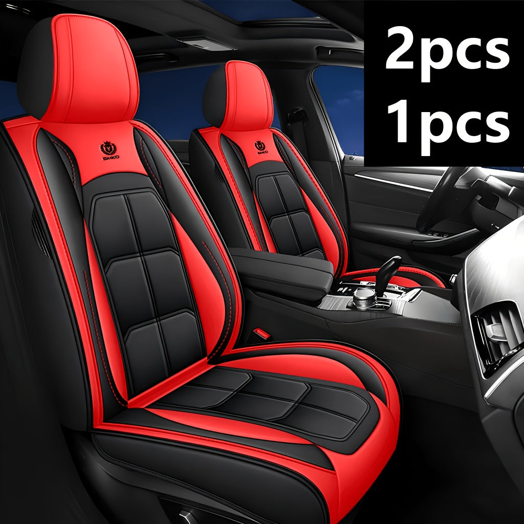 Faux Leather Car Seat Cover Universal Fit Sponge Padded Seat Protector for Sedan SUV Pickup Truck Durable Comfortable Luxury Interior Upgrade 7 Colors Front Rear Seats for Daily Commuters Pet Owners