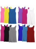 100% Cotton Ribbed Tank Top Women Tagless Sleeveless Undershirt Round Neck Multipack 3 6 9 12 Pcs Random Colors S-XXL