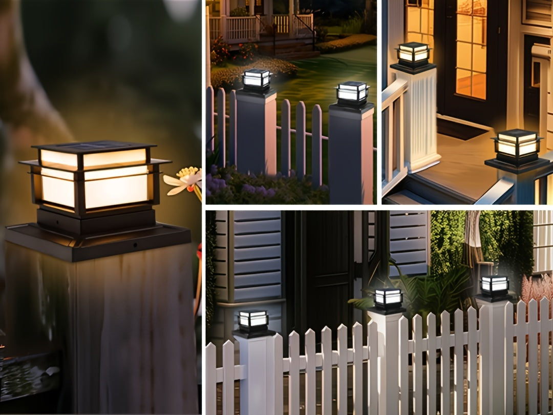Solar Post Cap Lights 6 Pack Outdoor LED – Waterproof Dusk-to-Dawn Auto On/Off Solar Fence Post Lights for Deck, Porch, Patio, Garden, Stair & Yard Decoration