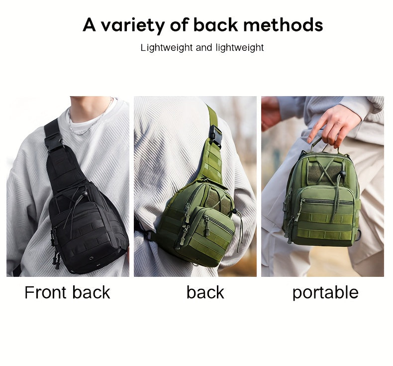 Tactical Sling Backpack Lightweight Crossbody Daypack – Military Camo Shoulder Bag for Cycling Hiking Travel Daily Use, Multiple Colors with Flag Patch Option, Men Women EDC Bag