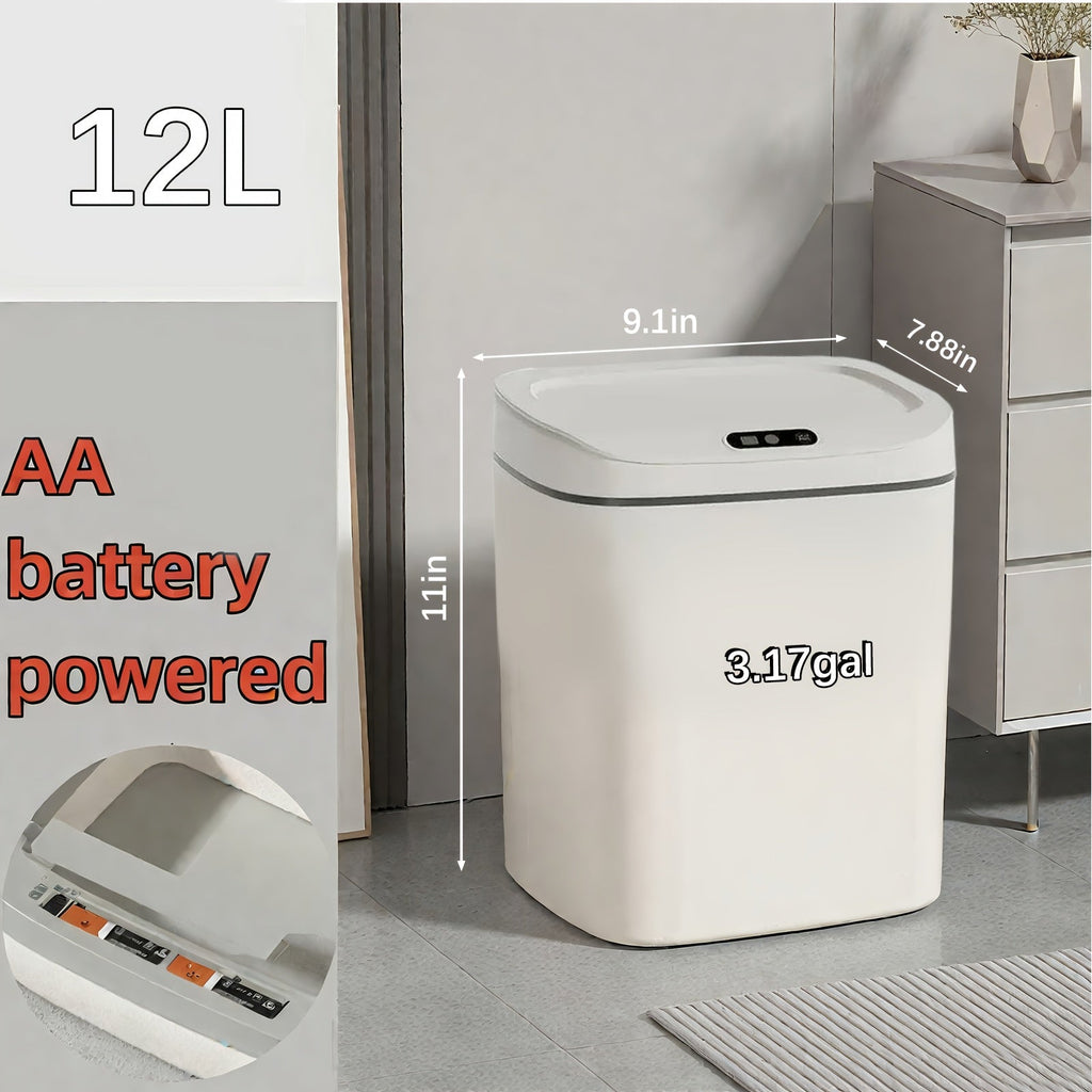 Touchless Smart Trash Can with Motion Sensor, 2.91 & 4.49 Gallon, Auto-Open Silent Close Lid, Battery Operated, Stainless Steel Look, for Kitchen, Bathroom, Office, Bedroom, RV & Home Use