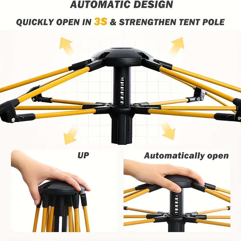 3-Second Instant Pop-Up Camping Tent for 2 Person – Automatic Setup, Fiberglass Poles, Oxford Cloth, All-Season Waterproof, Double Door – for Hiking, Travel, Beach & Backpacking