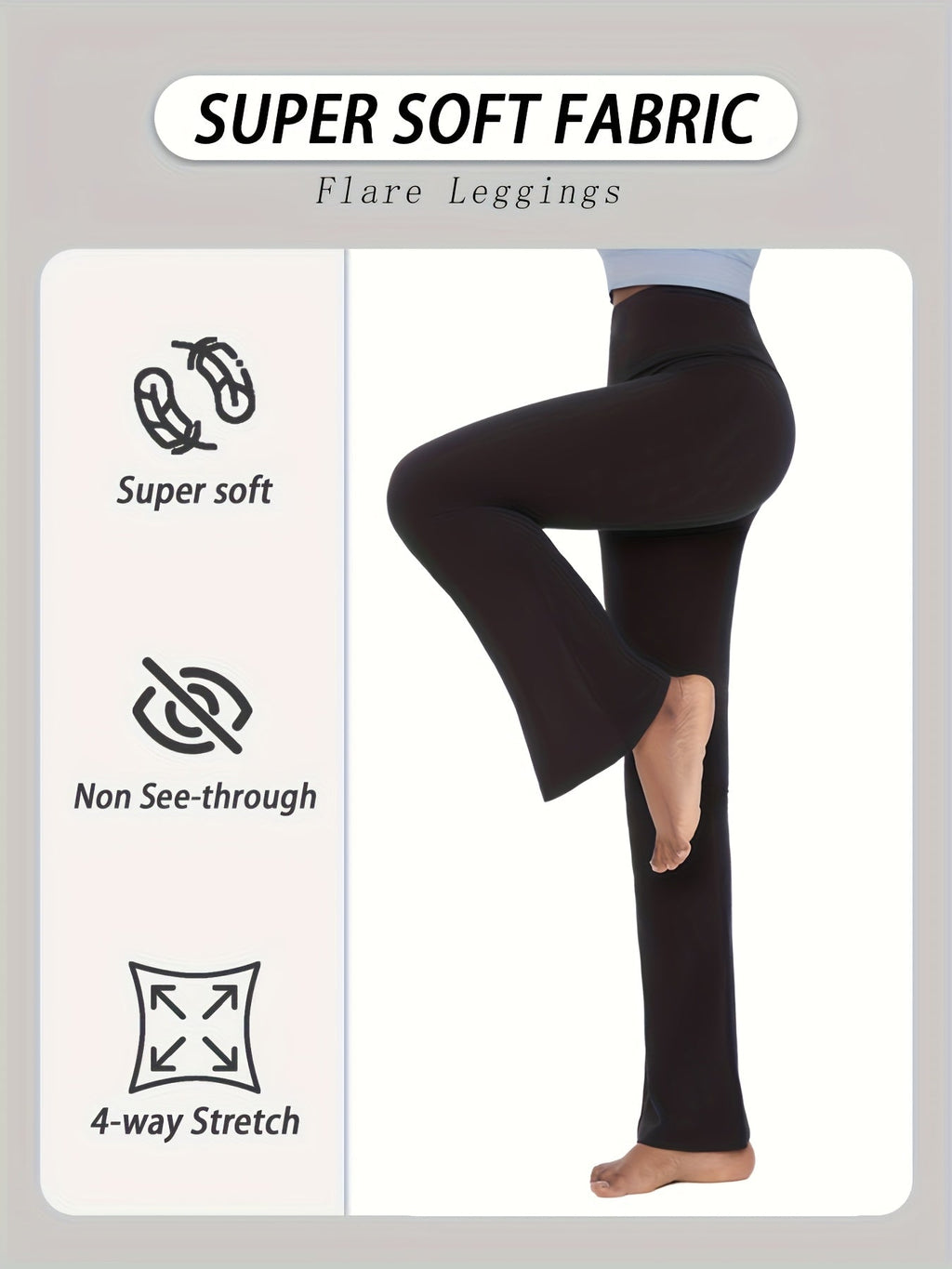 Women's High Waisted Flare Bell Bottom Yoga Pants 5-Pack Tummy Control Full-Length Bootleg Leggings Soft Stretch Wide Leg Pants for Yoga Gym Dance Pilates Year-Round Wear Sizes S-XXL