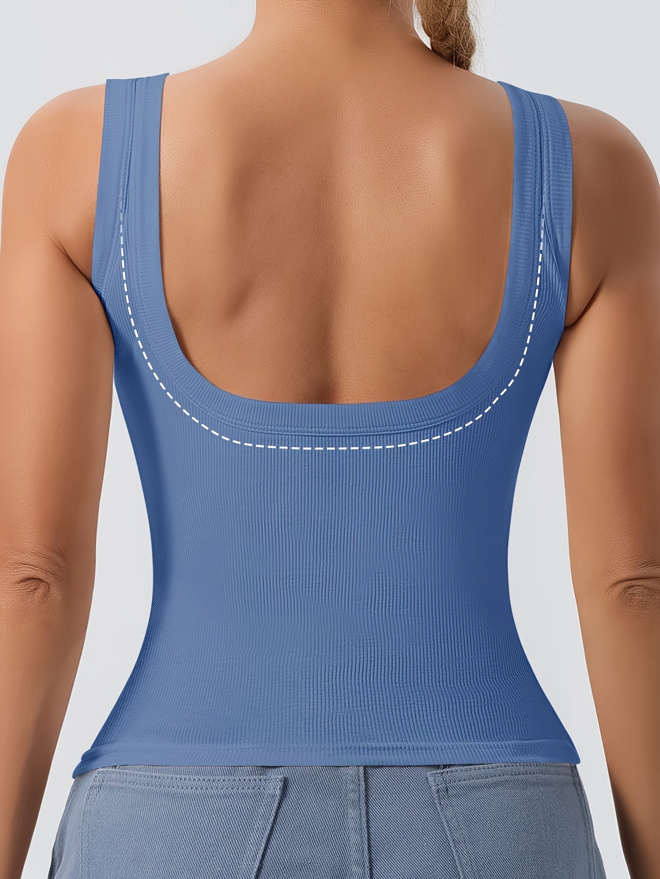 Women's Scoop Neck Tank Top with Removable Chest Padding – Slim Fit Padded Bra Sleeveless Summer Casual Top 8 Colors XS-XL