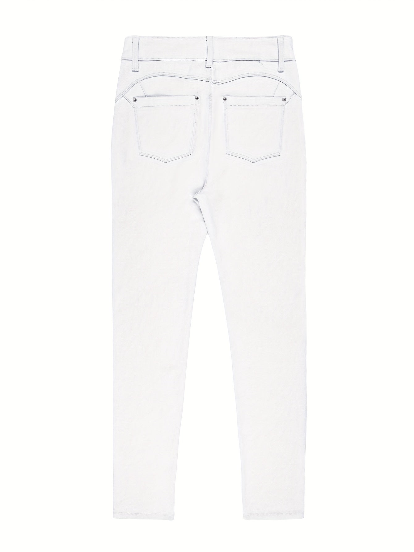 High Waist Stretch Skinny Jeans Women Metal Button Detail Street Style Slim Fit Denim Pants 10 Colors S-XXL