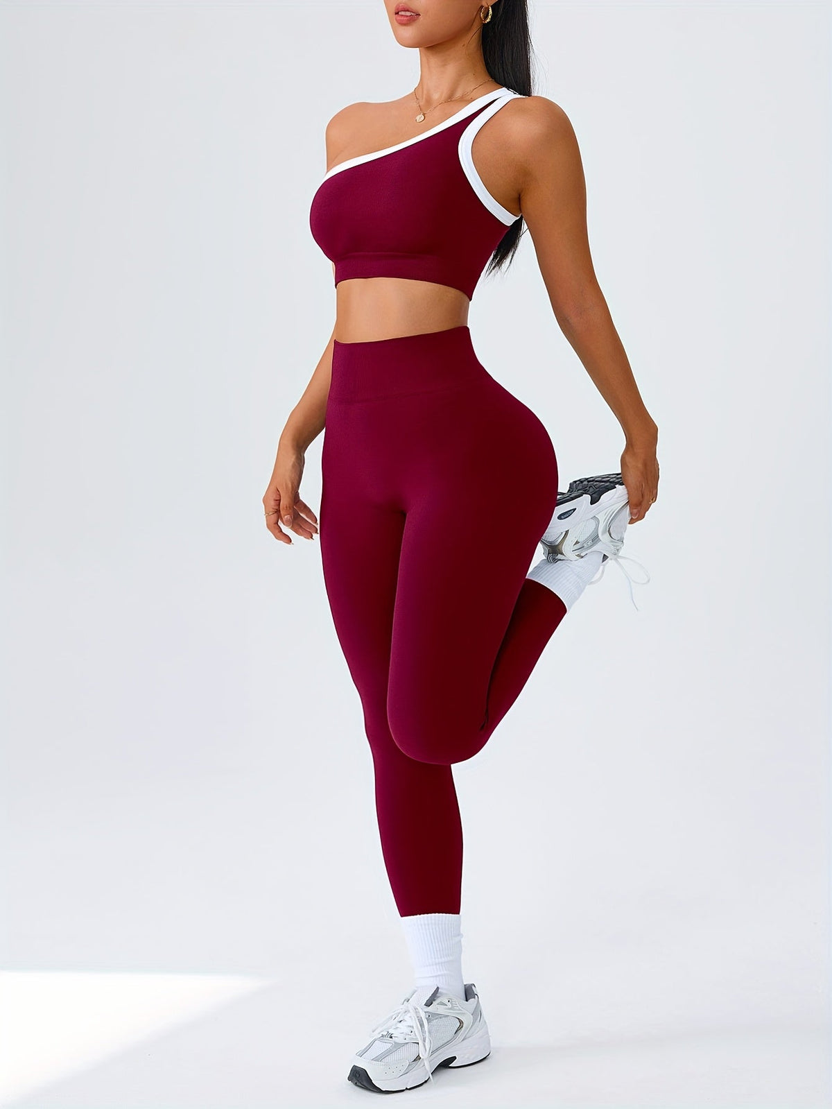 Women's Butt Lifting Leggings & Sports Bra Set 2 Piece High-Waisted 90% Polyamide – Stretchy Minimalist Yoga Running Workout Outfit with Camisole Top, 6 Colors S-XL