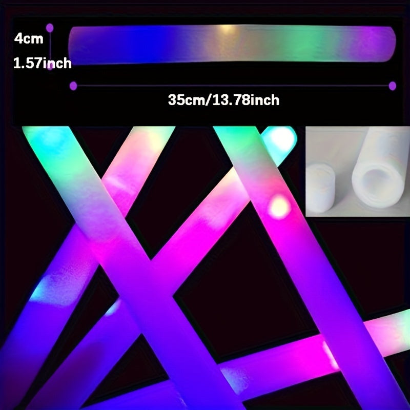 LED Foam Light Sticks Bulk Pack 28 48 or 100 Pieces – 3-Mode Color Changing Flashing Glow Sticks for Glow Parties Weddings Concerts Birthdays Halloween Christmas Camping Cheering Events – Safe for Kids Adults