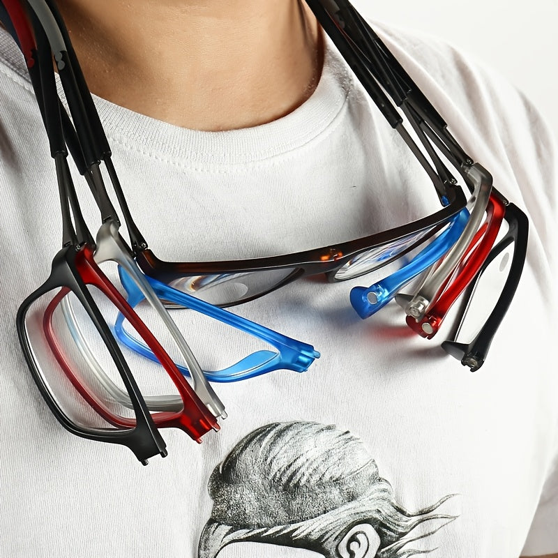 4 Pairs Magnetic Neck Hanging Folding Reading Glasses for Men and Women – Ultra-Light Square Retro Presbyopic Frame, Portable Telescopic Anti-Fall Design, Strengths +1.0 to +4.0 for Office Daily Wear