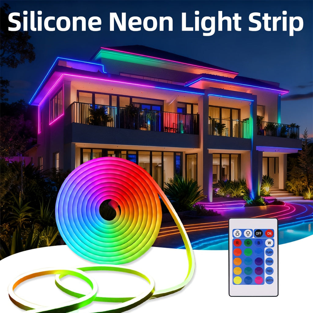 LED Neon Strip Lights with Remote Control Color Changing RGB – Flexible Atmosphere Light for Bedroom TV Kitchen Cabinet Halloween Christmas Birthday Party Home Decoration 3M Multi-Pack