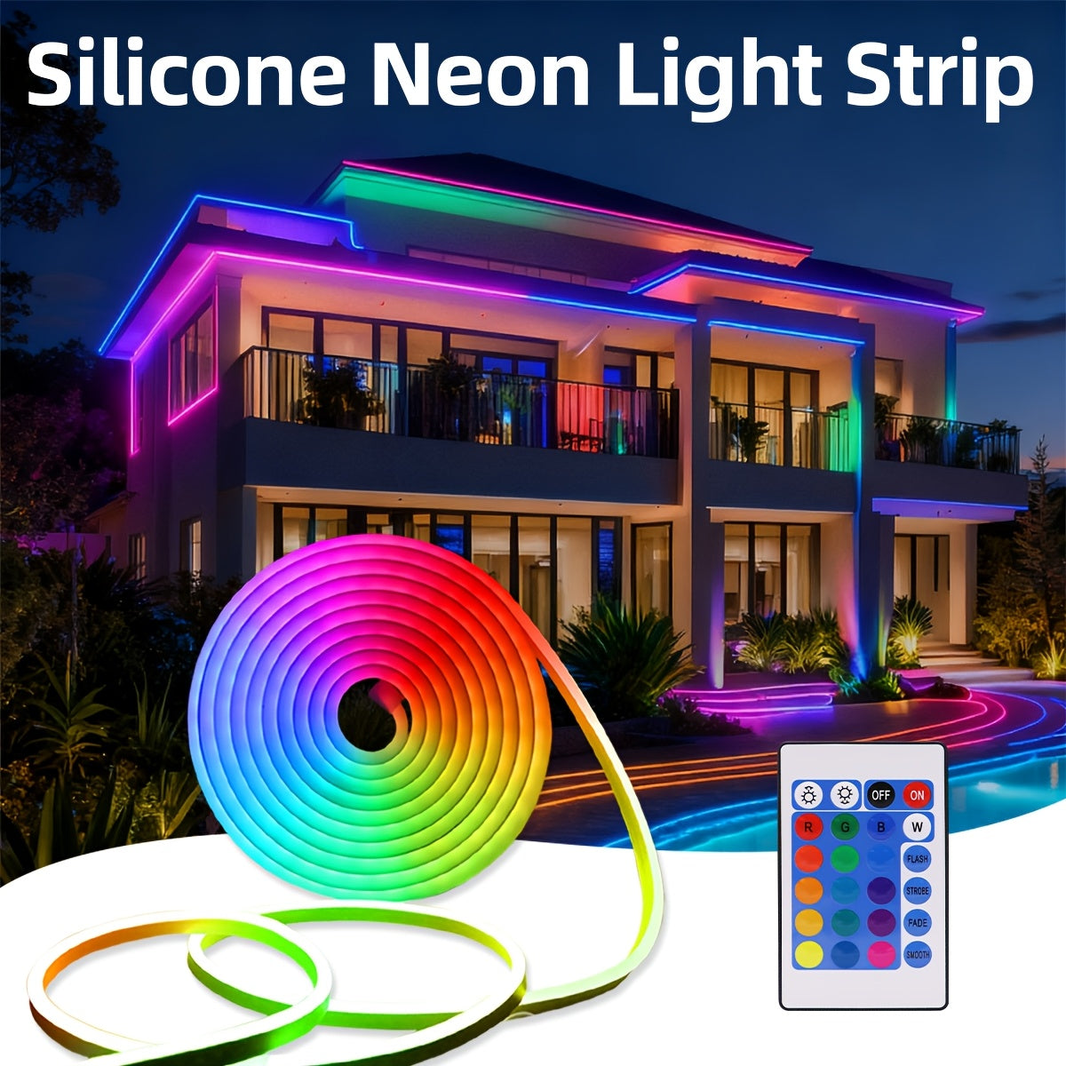 LED Neon Strip Lights with Remote Control Color Changing RGB – Flexible Atmosphere Light for Bedroom TV Kitchen Cabinet Halloween Christmas Birthday Party Home Decoration 3M Multi-Pack