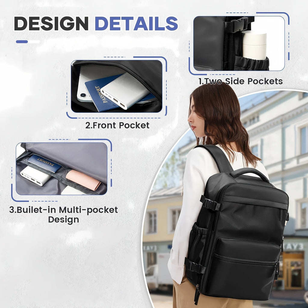Vacuum Seal Travel Backpack with Air Pump – Expandable Large Capacity Compression Space Saver Laptop Carry-On Bag Oxford Cloth for Men Women Hiking Camping Travel