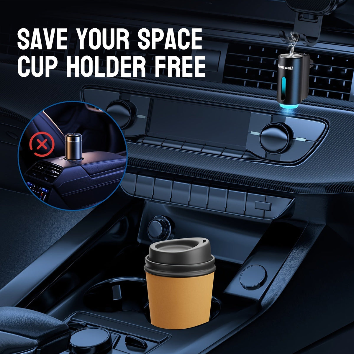 Car Essential Oil Diffuser Aromatherapy Air Freshener Smart Humidifier 3 Adjustable Mist Modes Fragrance Scent Diffuser for Vehicle Dashboard Interior