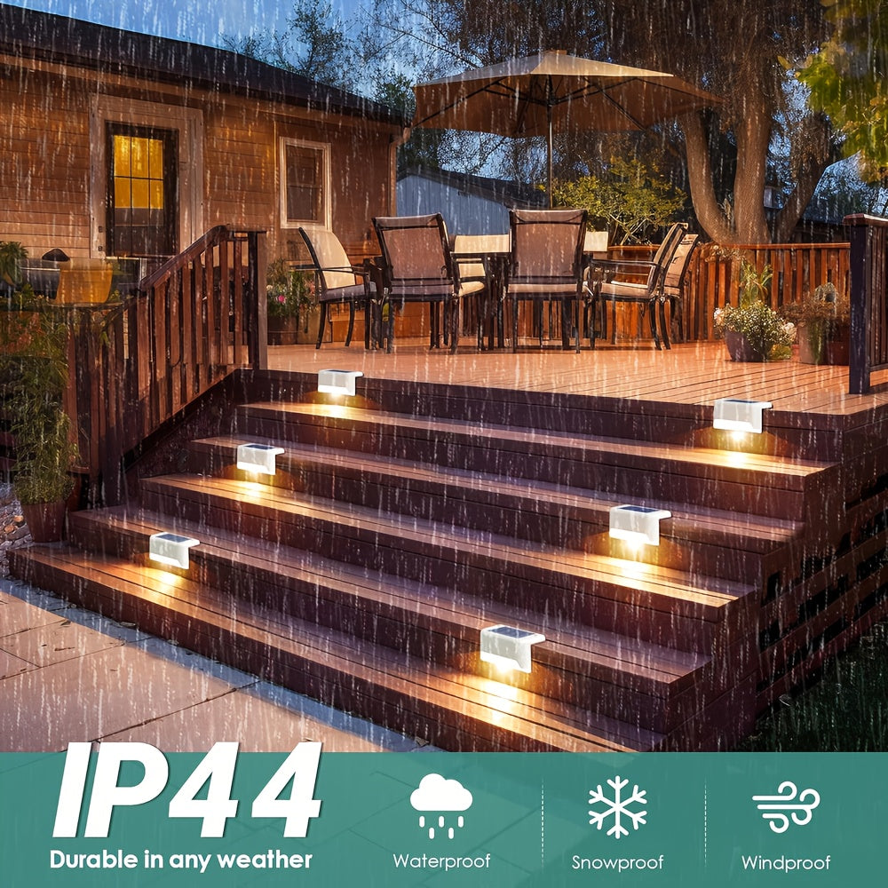 Solar Deck Lights Outdoor Waterproof LED – Auto Dusk to Dawn 800mAh Warm White Solar Powered Step Stair Fence Pathway Patio Garden Driveway Yard Wall Lighting 8 16 32 Pack