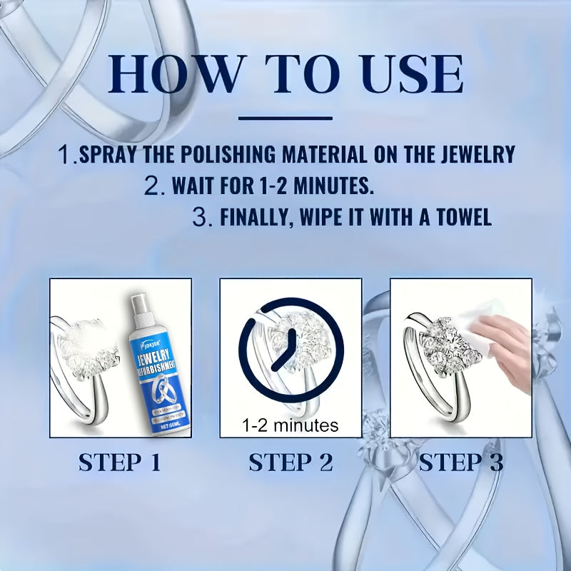 Jewelry Polish and Oxidation Remover 1.86oz with Sponge Applicator – Restores Luster on Gold Silver Bracelets Necklaces Rings Chains – Surfactant-Free Tarnish Remover Metal Brightening Cleaner for Home Use