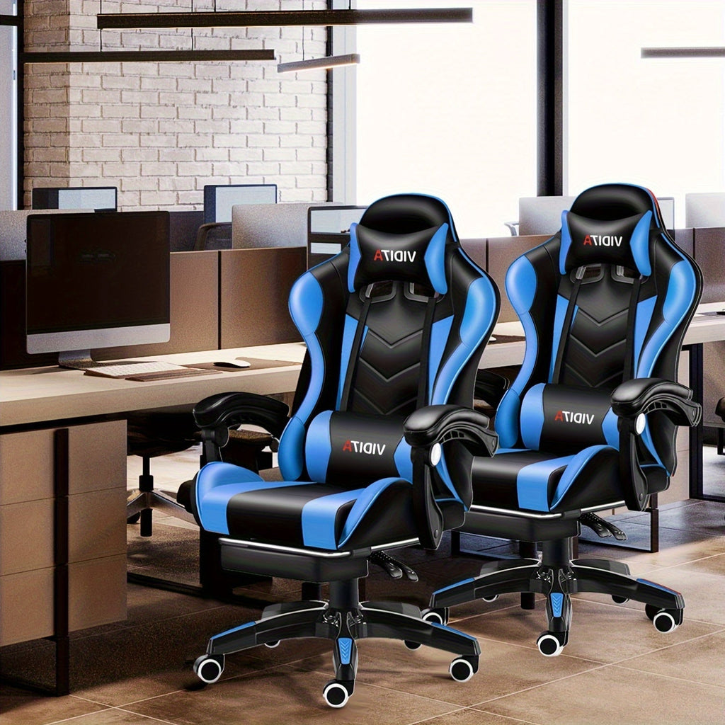 Ergonomic Gaming Chair Racing Style High Back Lumbar Support Five-Wheel Swivel Velvet PU Leather Adjustable Recliner Office Chair Adults Teens Multi-Color