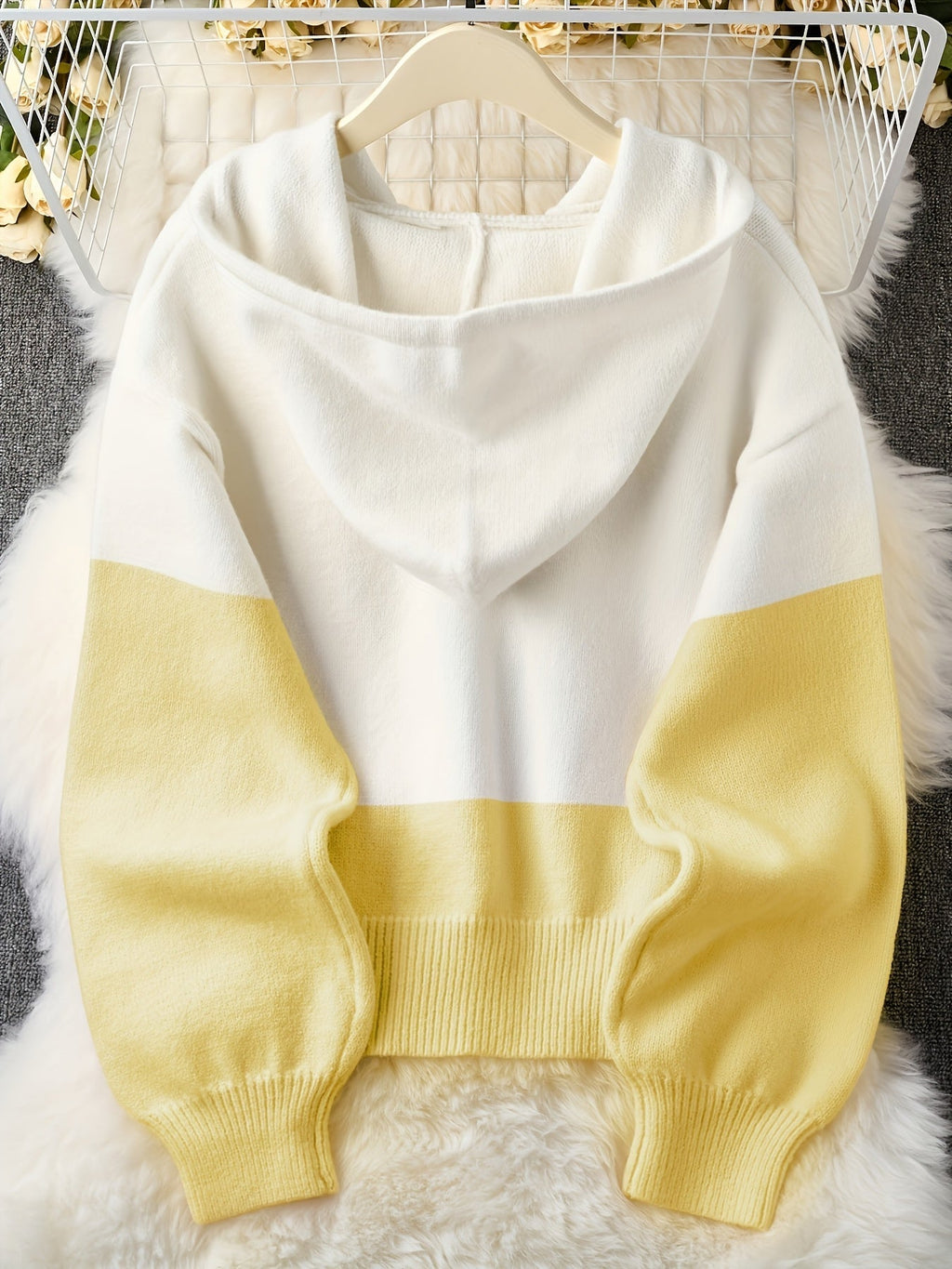 Women's Color Block Hoodie Cardigan Casual Loose Cropped – Lightweight Spring Summer Sporty Zip-Up Sweatshirt Jacket Pastel Aesthetic Top for Daily Wear Office Parties S M L XL XXL 5 Colors