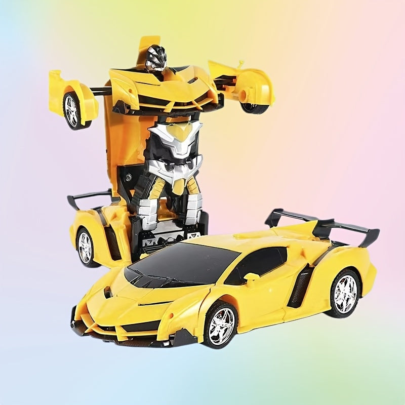 Transforming RC Stunt Car 360 Degree Drift Robot One-Button Deformation LED Lights 2.4GHz Remote Control 45M Range Gift for Kids Ages 3+ Red Yellow Blue