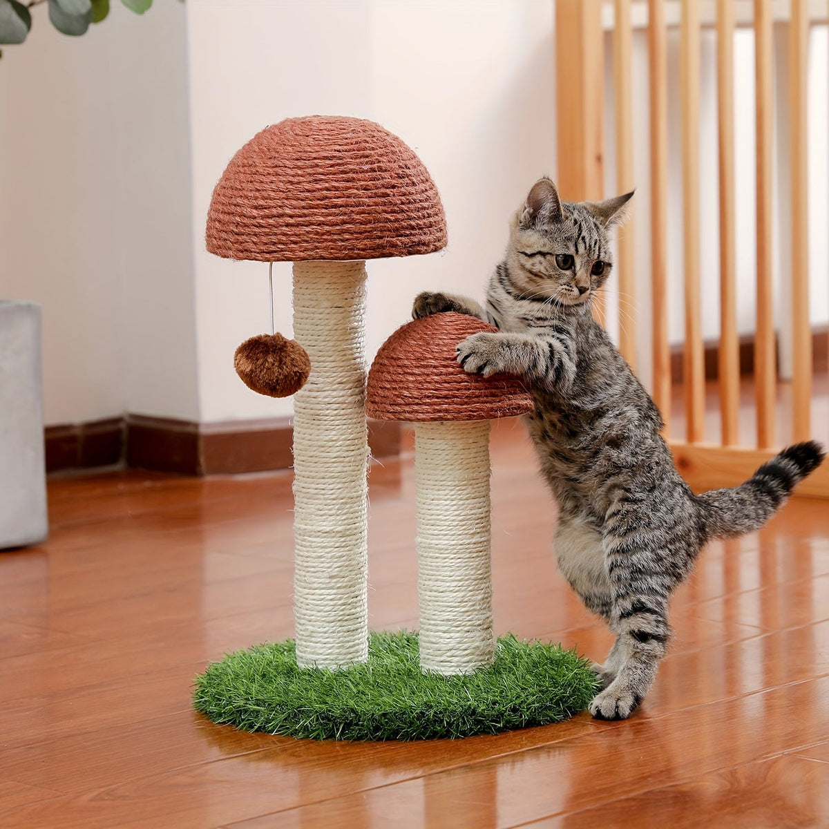 Multi-Tier Cat Tree Tower with Sisal Scratching Post Hanging Toys Sturdy Cat Climbing Activity Center for Indoor Cats Kittens Energetic Breeds Available in Grey Black Beige Brown Green