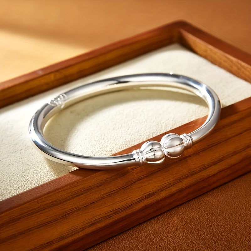 S999 Pure Sterling Silver Tribal Bracelet for Women – Hypoallergenic Ethnic Bangle for Daily Wear, Stackable Silver Jewelry Gift for Mother's Day Birthday Anniversary