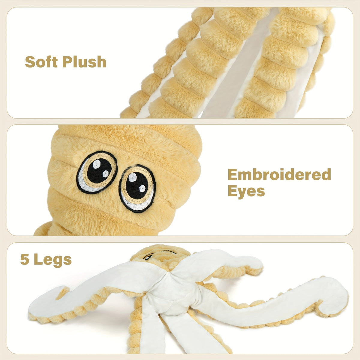Squeaky Octopus Plush Dog Chew Toy Interactive Stuffed Squeaker Toy Puppies Dogs Soft Teeth Cleaning Chewable Small Medium Large Breeds 5 Colors Green Blue Pink Yellow Red